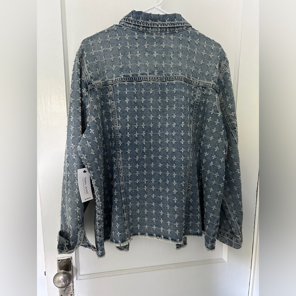 TRIBAL JEANS / Keem Fray Hem Jean Jacket, 2X - Picture 7 of 9